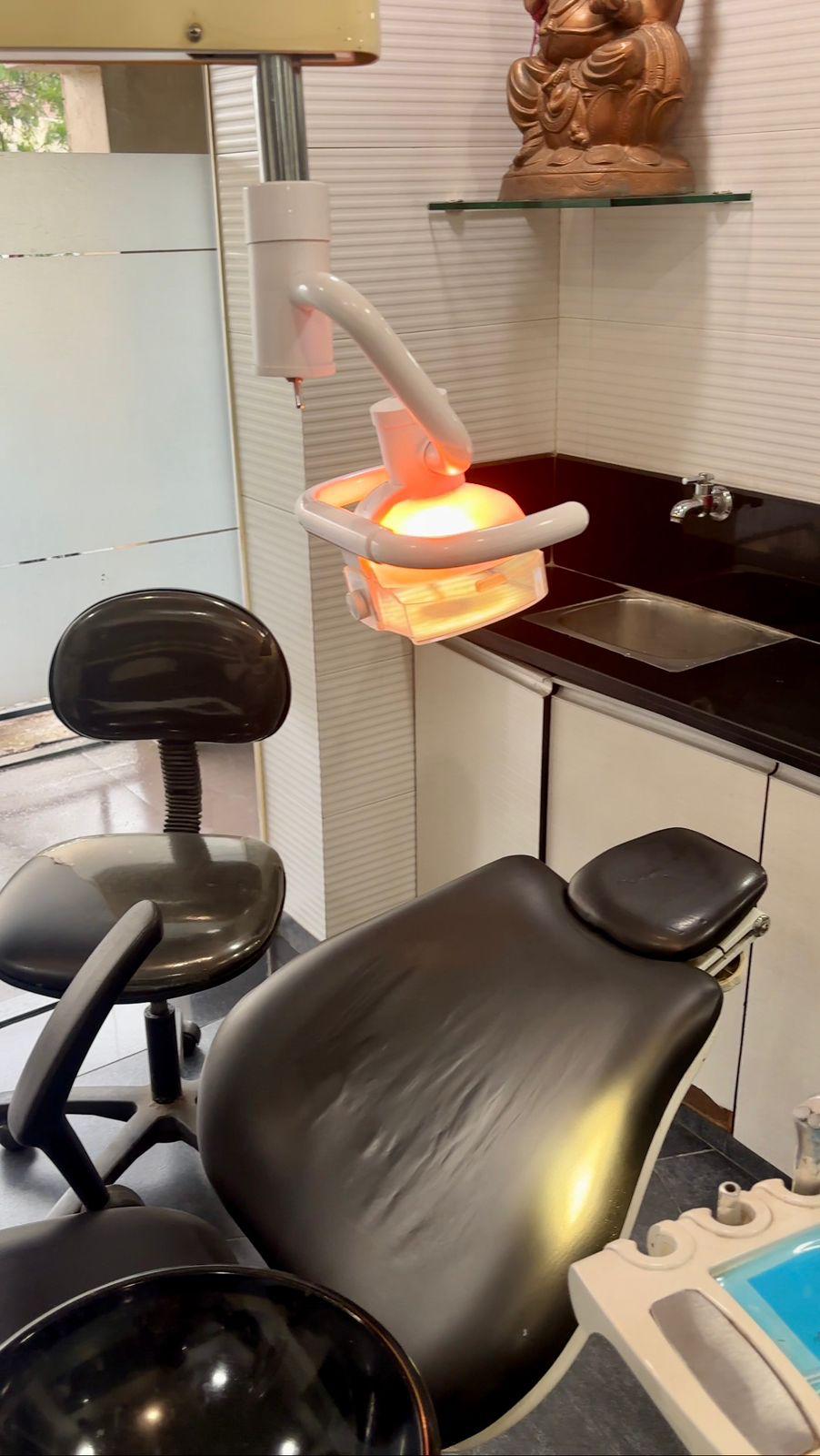 Premium dental treatment chair Premium dental treatment chair and overhead operatory light at Dr. Varun's Dental Clinic, Ahmedabad